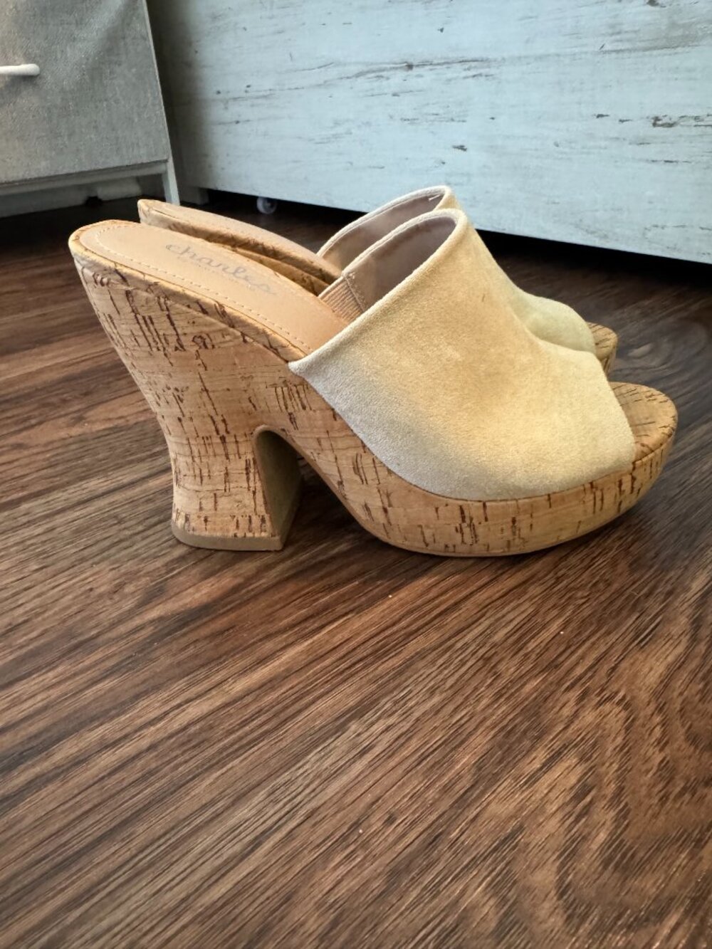 Beige Suede Chunky Wedges
